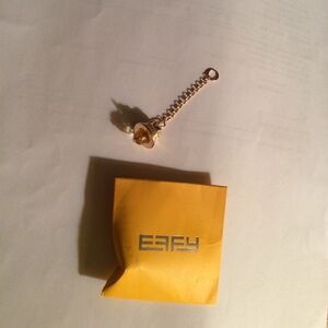 EFFY Bells Handbag Charm Collection Gold Tone Bell on Chain with Yellow Crystal